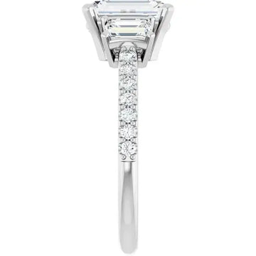 EMMA Silver Emerald Cut Engagement Ring - Larson Jewelers