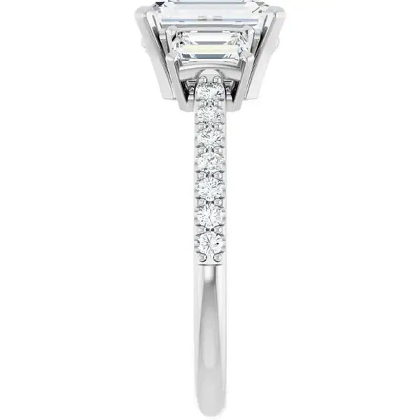 EMMA Silver Emerald Cut Engagement Ring - Larson Jewelers