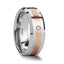 ENZO Rose Gold Inlaid Beveled Tungsten Ring with Diamond - 8mm - Larson Jewelers