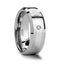 GAUTIER Palladium Inlaid Beveled Tungsten Ring with Diamond - 8mm - Larson Jewelers