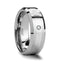 LEOPOLD Silver Inlaid Beveled Tungsten Ring with Diamond - 8mm - Larson Jewelers
