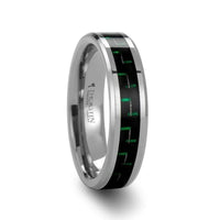 ATRONIUS Tungsten Carbide Wedding Band with Black & Green Carbon Fiber Inlay - 6mm - 10mm - Larson Jewelers