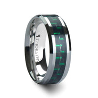 ATRONIUS Tungsten Carbide Wedding Band with Black & Green Carbon Fiber Inlay - 6mm - 10mm - Larson Jewelers