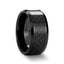 ONYX Black Carbon Fiber Inlaid Black Ceramic Wedding Band - 4mm - 12mm - Larson Jewelers