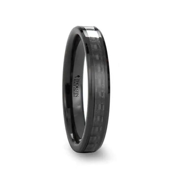 ONYX Black Carbon Fiber Inlaid Black Ceramic Wedding Band - 4mm - 12mm - Larson Jewelers