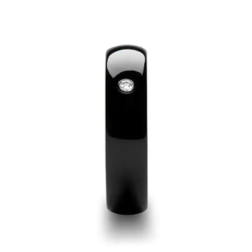 MAGMA Domed Black Ceramic Ring with Diamond - 6mm - Larson Jewelers
