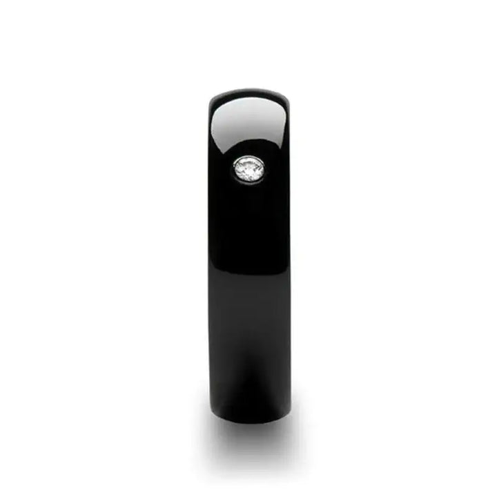 MAGMA Domed Black Ceramic Ring with Diamond - 6mm - Larson Jewelers