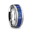 OSIAS Men’s Polished Tungsten Wedding Band with Blue Lapis Inlay & Beveled Edges - 8mm - Larson Jewelers