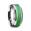 LAWRENCE Tungsten Carbide Bevel Edged Men’s Ring with Sparkling Green Inlay - 8mm - Larson Jewelers