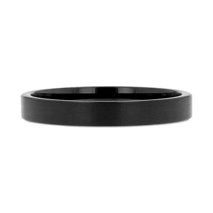 CAROLINA Black Flat Shaped Tungsten Wedding Band for Women with Brushed Finish - 2mm - Larson Jewelers