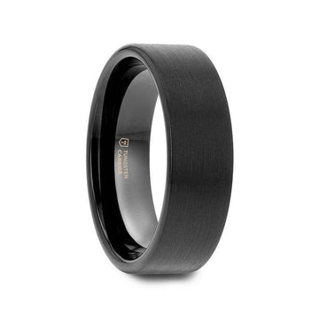 SAN ANTONIO Flat Black Tungsten Carbide Band with Brushed Finish (4mm–12mm) - Larson Jewelers