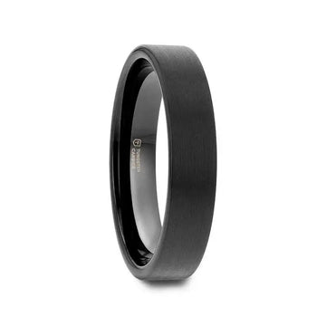 SAN ANTONIO Flat Black Tungsten Carbide Band with Brushed Finish (4mm–12mm) - Larson Jewelers