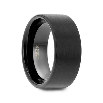 SAN ANTONIO Flat Black Tungsten Carbide Band with Brushed Finish (4mm–12mm) - Larson Jewelers