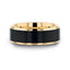 GASTON Gold Plated Tungsten Polished Beveled Ring with Brushed Black Center - 6mm 8mm - Larson Jewelers