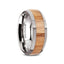 CINDER Men’s Polished Edges Domed Tungsten Wedding Band with Red Oak Wood Inlay - 8mm - Larson Jewelers