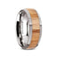 CINDER Men’s Polished Edges Domed Tungsten Wedding Band with Red Oak Wood Inlay - 8mm - Larson Jewelers