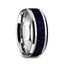 MAKI Men’s Beveled Polished Finish Tungsten Wedding Ring with Purple Goldstone Inlay - 8mm - Larson Jewelers