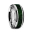 PATRICK Men’s Polished Finish Beveled Edges Tungsten Wedding Band with Green Goldstone Inlay - 8mm - Larson Jewelers