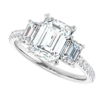 EMMA Silver Emerald Cut Engagement Ring - Larson Jewelers