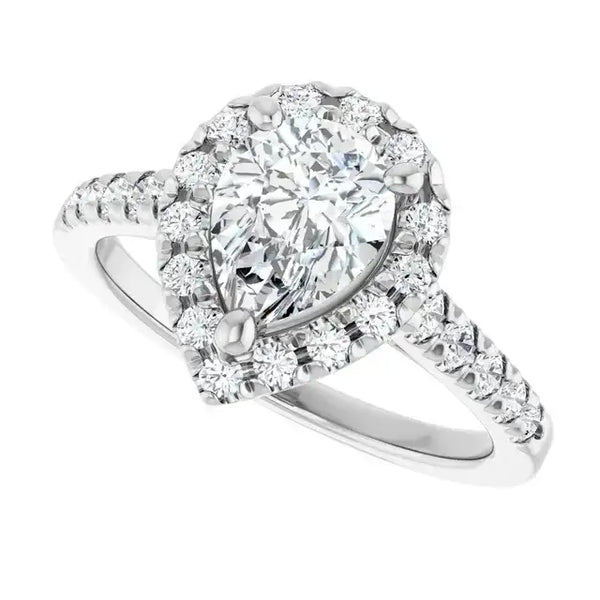 ANGEL Silver Accented Pear Engagement Ring - Larson Jewelers