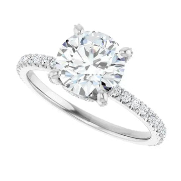 DAVITA 18K White Gold Hidden Halo Round Lab Grown Diamond Engagement Ring - Larson Jewelers