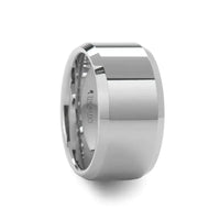 LICHFIELD White Tungsten Wedding Band with Beveled Edges and Polished Finish - 12mm - Larson Jewelers