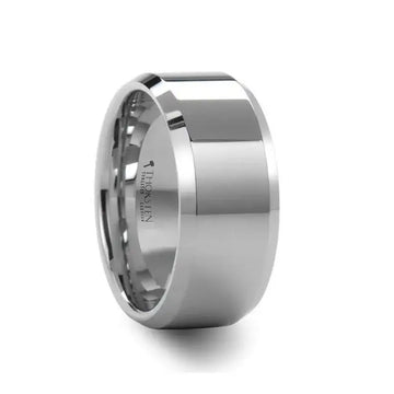 LINCOLN White Tungsten Wedding Band with Beveled Edges - 4mm - 12mm - Larson Jewelers