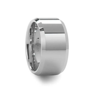 LINCOLN White Tungsten Wedding Band with Beveled Edges - 4mm - 12mm - Larson Jewelers