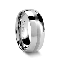HENDERSON Domed White Tungsten Ring with Satin Stripe - 4mm - 10mm - Larson Jewelers