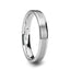 Slim white tungsten carbide wedding band showing brushed center strip and shiny beveled edges