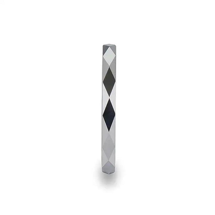 WICHITA Diamond Faceted White Tungsten Ring for Her - 2mm - Larson Jewelers