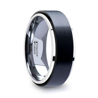 OAKLAND Tungsten Ring with Raised Brush Finished Black Ceramic Center - 8 mm - Larson Jewelers
