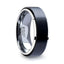Side view of the OAKLAND 8 mm tungsten carbide ring with raised brushed black ceramic center and polished edges