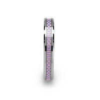IRIS Beveled Tungsten Wedding Band With Purple Carbon Fiber Inlay - 4mm & 6mm - Larson Jewelers