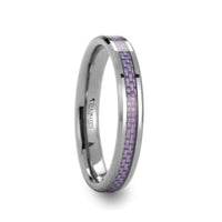IRIS Beveled Tungsten Wedding Band With Purple Carbon Fiber Inlay - 4mm & 6mm - Larson Jewelers