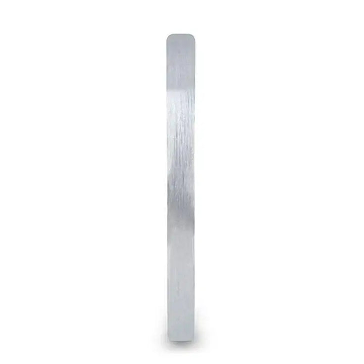 MAISIE Flat Style Womens White Tungsten Carbide Ring with Brushed Finish - 2mm - Larson Jewelers