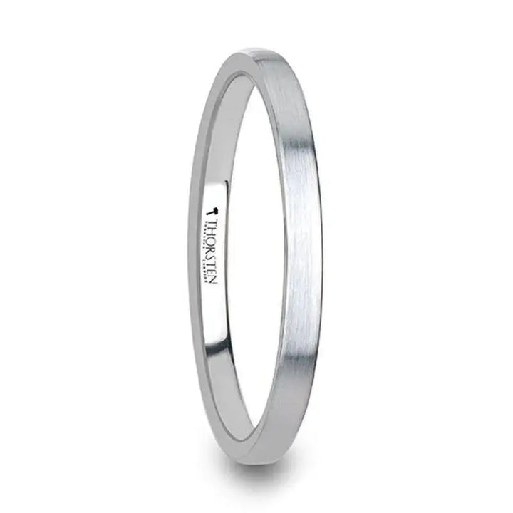 MAISIE Flat Style Womens White Tungsten Carbide Ring with Brushed Finish - 2mm - Larson Jewelers