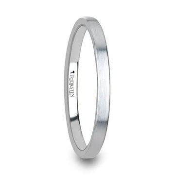 MASON Flat Brush Finished White Tungsten Wedding Ring - 2mm - 8mm - Larson Jewelers