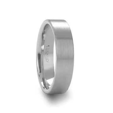 MARIE Ladies Flat Style White Tungsten Wedding Band with Brushed Finish - 4mm - 6mm - Larson Jewelers