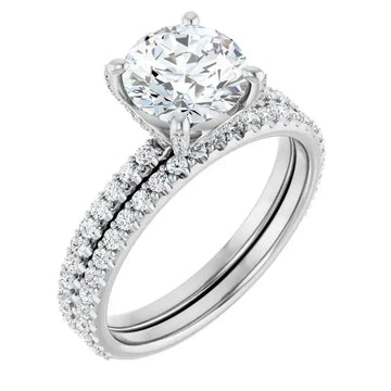 DAVITA 14K White Gold Hidden Halo Round Lab Grown Diamond Engagement Ring - Larson Jewelers