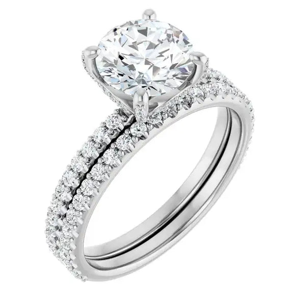 DAVITA 14K White Gold Hidden Halo Round Lab Grown Diamond Engagement Ring - Larson Jewelers