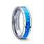 QUASAR Tungsten Wedding Band with Blue Green Opal Inlay - 4mm - 10mm - Larson Jewelers