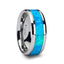 QUASAR Tungsten Wedding Band with Blue Green Opal Inlay - 4mm - 10mm - Larson Jewelers
