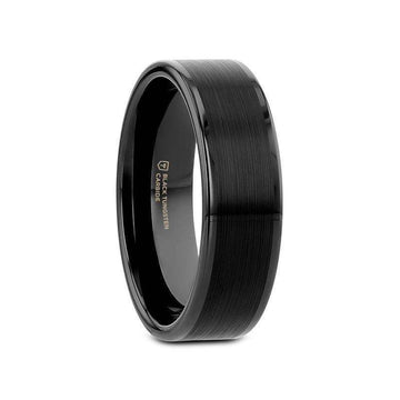 Wide-width variation of the flat black tungsten carbide ring with brushed center