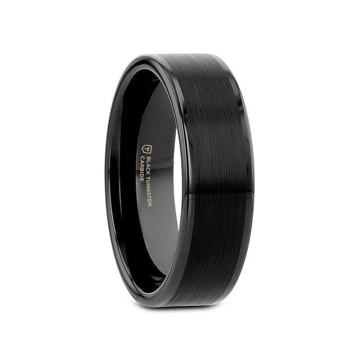 Wide-width variation of the flat black tungsten carbide ring with brushed center