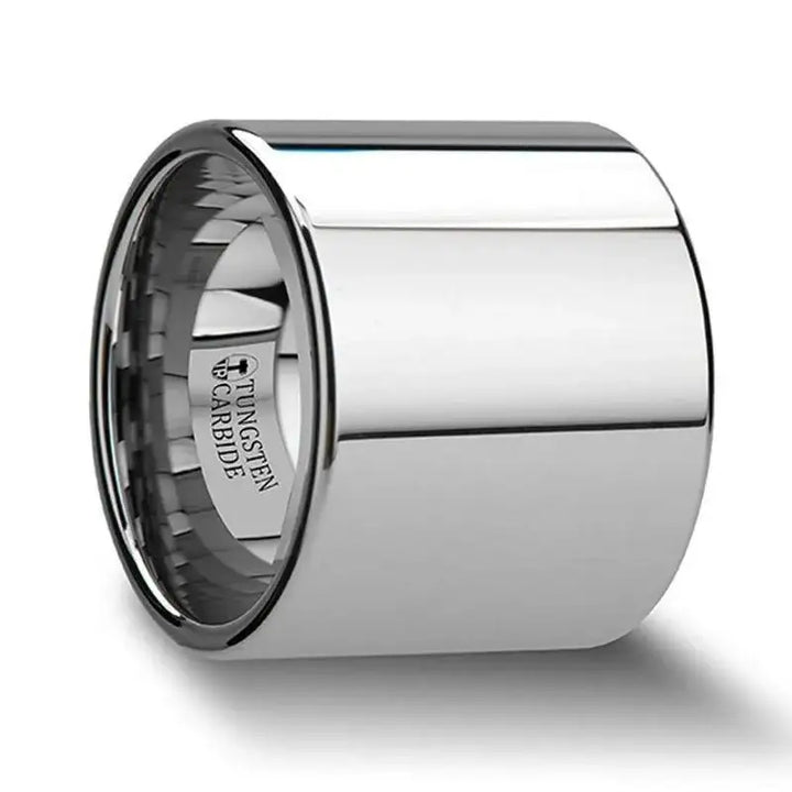 TEXAS Flat Pipe Cut Tungsten Carbide Ring with Polished Finish - 20mm - Larson Jewelers