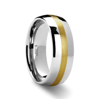CENTURION 14K Gold Inlaid Domed Tungsten Ring 6mm or 8mm - Larson Jewelers