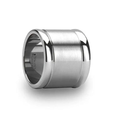 ALBUQUERQUE Flat Brushed Finish Center Tungsten Ring with Polished Edges - 20mm - Larson Jewelers