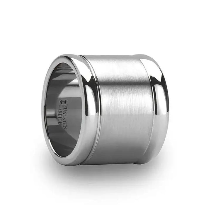 ALBUQUERQUE Flat Brushed Finish Center Tungsten Ring with Polished Edges - 20mm - Larson Jewelers