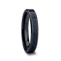 AVITUS Black Beveled Ceramic Ring with Blue & Black Carbon Fiber Inlay - 4mm - 10mm - Larson Jewelers